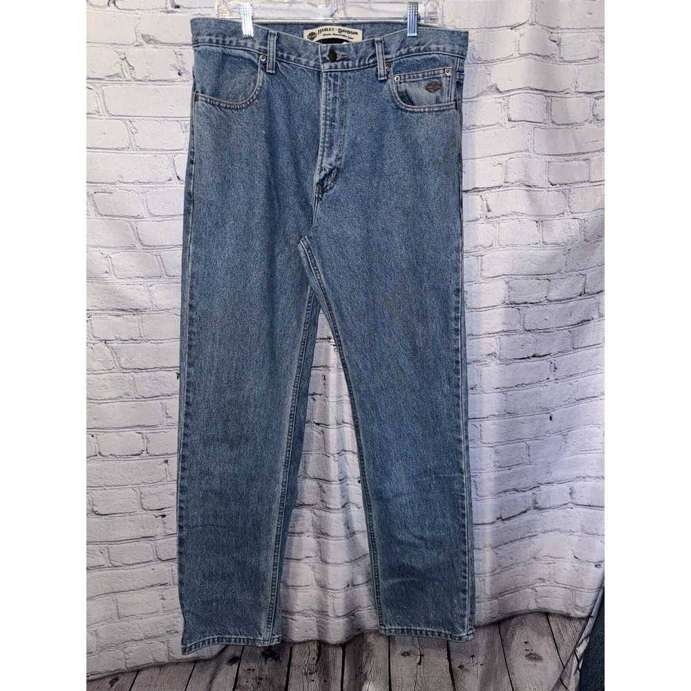 Vintage Harley Davidson Jeans Straight Leg Blue Denim Mens Size 36x34